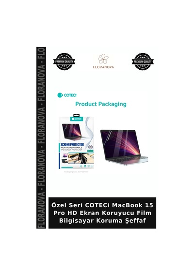 Özel Seri Coteci Macbook 15 Pro Hd Ekran Koruyucu Film Bilgisayar Koruma Şeffaf