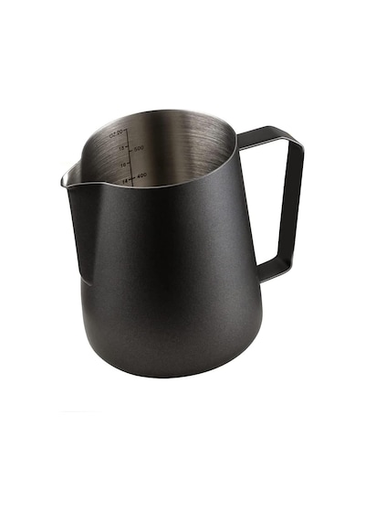 304 Çelik 600 Ml Siyah Teflon Kaplama Kahve Süt Köpürtme Potu Sütlük Pitcher