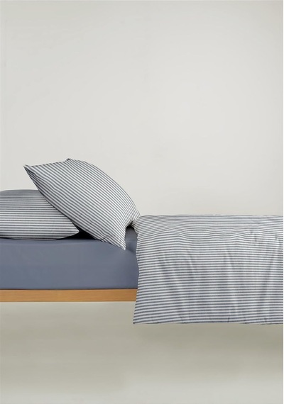 Tr Striped %100 Pamuk Ranforce Yezra Lacivert Ipliği Boyalı Nevresim Takımı Çift Kişilik - 200x220 Cm,lacivert Diğer