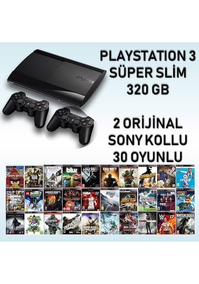 Sony Playstation 3 Super Slim 320 Gb + 2 Kol + 30 Oyun