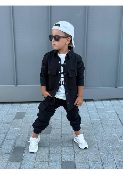 Kokoş Bebe Erkek Çocuk Good Boy Hırkalı 3'lü Takım - 4/12 Yaş - 31896 Siyah