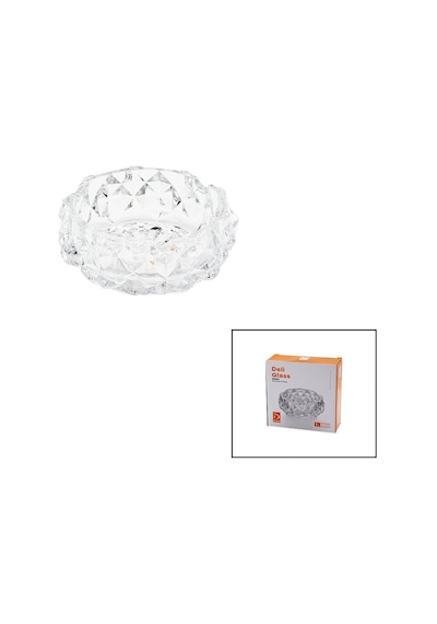 Küçük Cam - Dıamond Kristal Şekil Yuvarlak Küllük Çap: 11.2cm - D: 4.4cm 5399