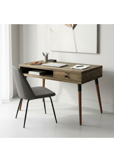 Mobenta Neo Desk: Masif Çalışma Masası 1 Çekmece Ve 1 Laptop Bölmesi - 120 Cm Cv Ceviz