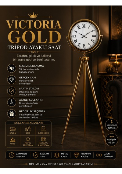Victoria Gold Tripod Ayaklı Saat