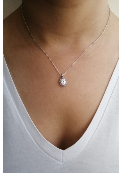 Beyaz Zircon Tek Taş Kolye Beyaz - 270549599 Beyaz