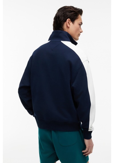 Tommy Hilfiger Tjm Rlx Cblock Qz Erkek Mavi Sweatshirt - Dm0dm23244