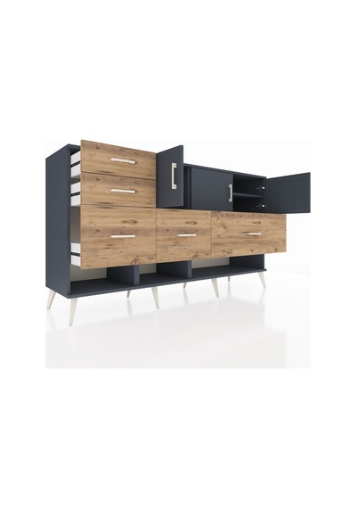 Hyperion Konsol 3 Raflı 5 Çekmeceli 3 Kapaklı 176x44x99 Antrasit- Antrasit-antrasit/çam Hyperion Konsol 3 Raflı 5 Çekmeceli 3 Kapaklı 176x44x99 Antrasit- Antrasit-antrasit/çam