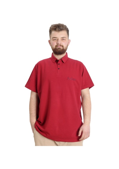 Mode Xl Büyük Beden Erkek T-Shirt Polo Carpe Dıem 23333 Bordo 001