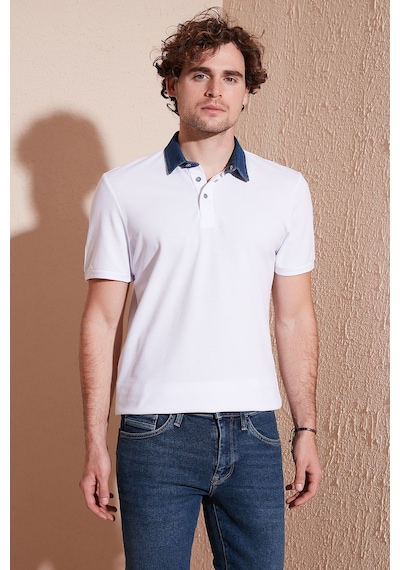 Buratti % 100 Pamuk Düğmeli Regular Fit Erkek Polo Yaka T Shirt 5902134 Beyaz