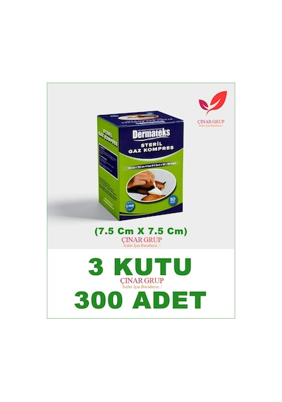 Dermateks Steril Gazlı Bez Kompres Spanç 7.5 x 7.5 CM 3 Kutu