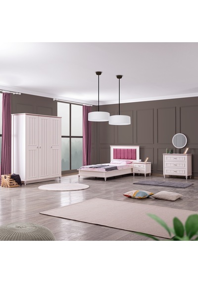 Ezgi Genç Odası - 3 Kapılı Dolap, Karyola, Komodin, Şifonyer