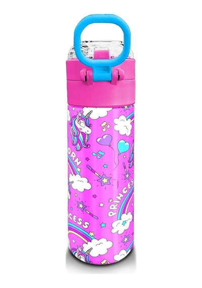 Coral High Kids Mor Açık Pembe Unicorn Desenli Pipetli Ve Direkt İçim Çelik Termos 500 Ml 31978 Açık Pembe - Pembe