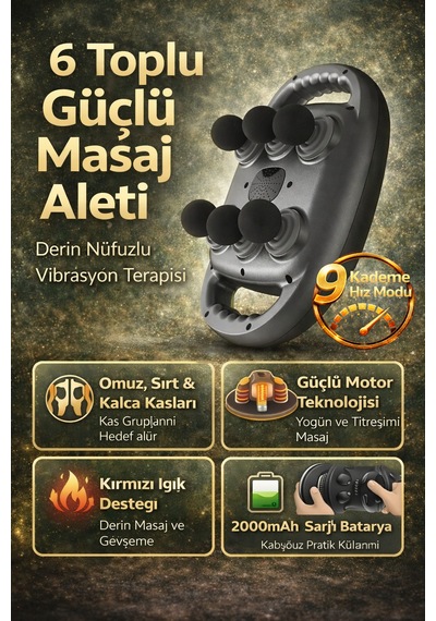 Kılıforyum 6 Toplu Şarjlı Masaj Aleti 9 Kademeli Hız 2000mah Güçlü Motor Titreşimli Masaj Cihazı Gümüş