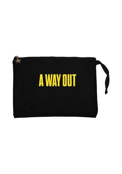 A Way Out Text Siyah Clutch Astarlı Cüzdan / El Çantası