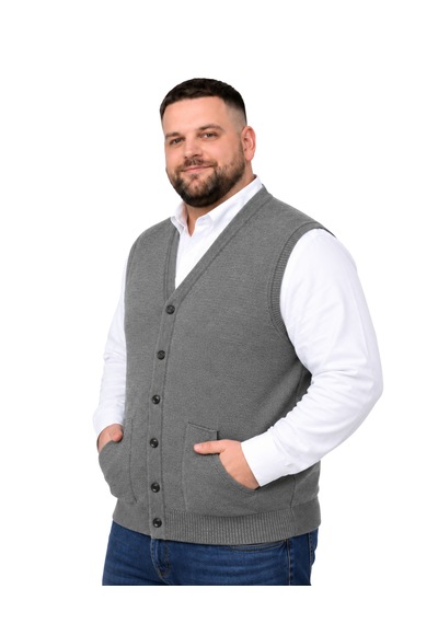 Battalmoda Erkek Büyük Beden Füme Cepli Triko Yelek 3xl-4xl-5xl-6xl