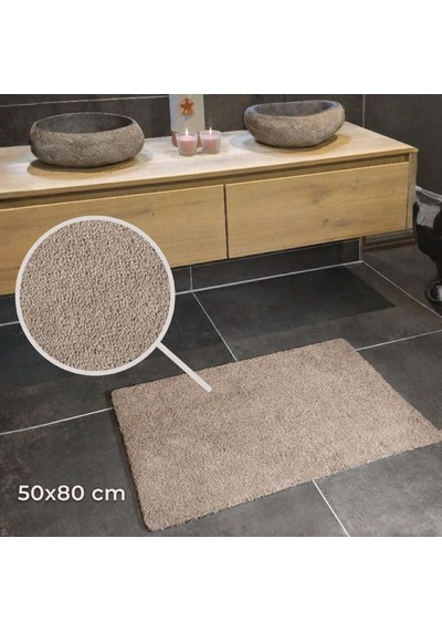 Queen Banyo Paspası 50x80 Cm Bej Kaymaz, Ultra Yumuşak Ve Hızlı Emici