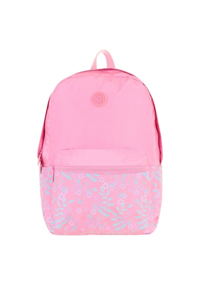 Kaukko Soft Floral Kız Çocuk Üç Bölmeli Pembe Çiçekli Okul Sırt Çantası - K1794 Pembe - Yeşil