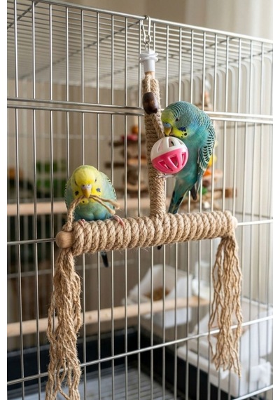 Mivra Pets Çok Fonksiyonlu Kuş Oyuncağı Jüt Tünek 40x25 Cm