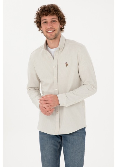 U.s. Polo Assn. Erkek Ekru Gömlek Örme 50315877-vr019 Ecru