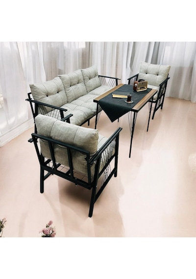 Lüx Bahçe Balkon Mobilyası , Koltuk Takımı ,çay Seti 3-1-1 Masalı Takım Açıkgri