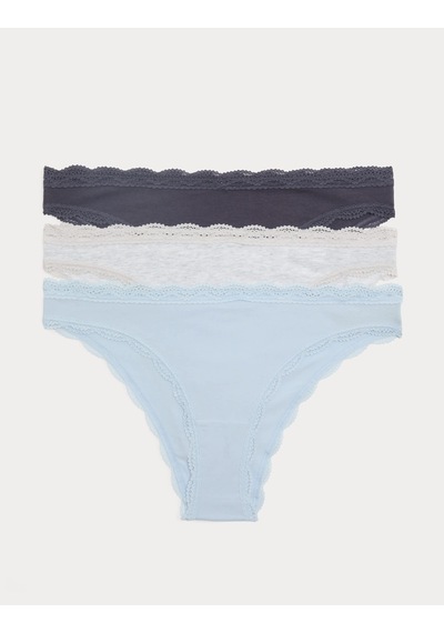 Marks & Spencer 3’lü Pamuk Karışımlı Brazilian Külot Seti T61004842B Gri