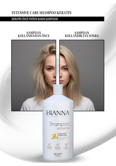Keratin Tuzsuz Sülfatsız Ve Parabensiz Güçlendirici Ve Yenileyici Saç Bakım Şampuanı - 500ml Saçşampuan