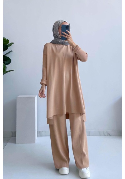Ka Hijab Mira Merserize Takım - Sütlü Kahve