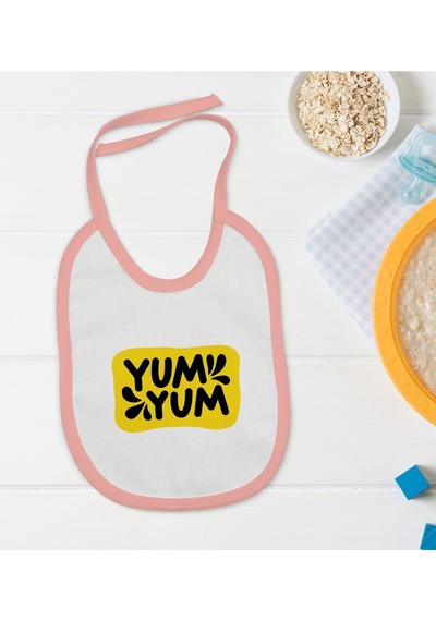Bk Kids Yum Yum Tasarımlı Pembe Bebek Mama Önlüğü Pembe