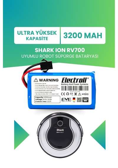 Shark Ion Rv700 Uyumlu Batarya 3200mah