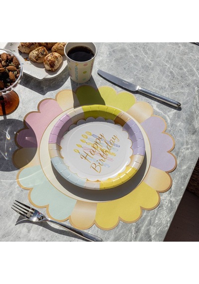 Birthday Kağıt Tabak 26 Cm 12'li Paket Beyaz