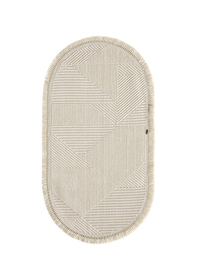 Venti 191454 Krem Oval - Modern Daire Desenle Krem Halı Estetiği Krem