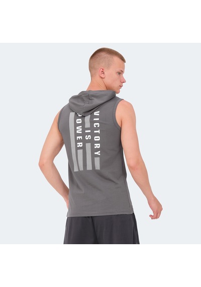 Slazenger VERSIO IN Erkek Kolsuz Baskılı Koyu Gri Tişört