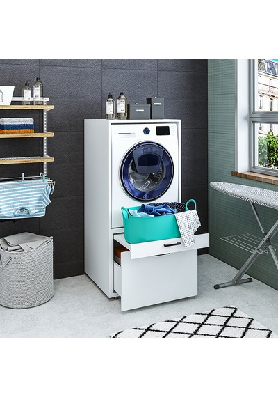 ROOMART ÇAMAŞIR-KURUTMA MAKİNESİ DOLABI MAT BEYAZ Mat Beyaz
