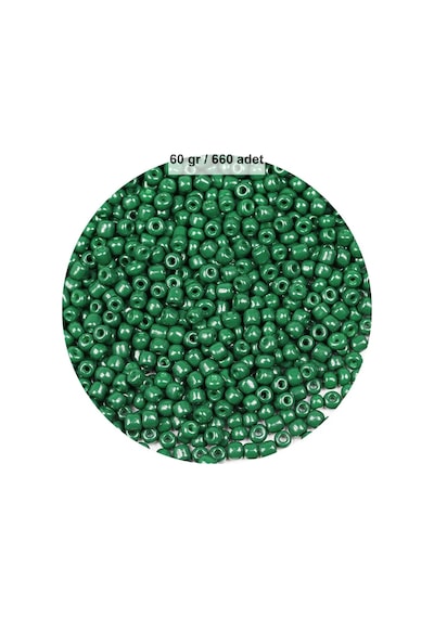 Koyu Yeşil Renk 4 Mm Yaklaşık 660 Adet / 60 Gram Cam Boncuk Oya Yazma Bileklik Ve Kolye
