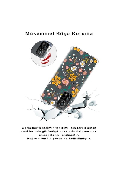 Xiaomi Poco X3 Pro Köşe Korumalı Antişok Kapak Çiçek Tasarımlı Şeffaf Silikon Kılıf