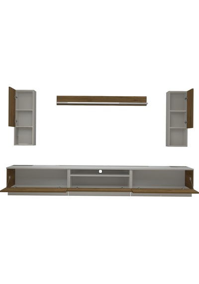 Decoraktiv Trendstyle 270da Mdf Tv Ünitesi Tv Sehpası - Beyaz Pera Beyaz - Meşe