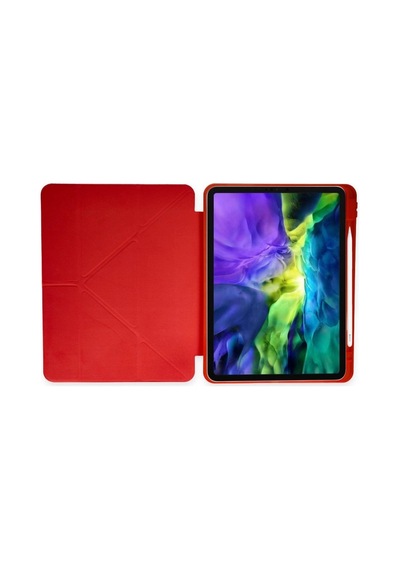 İpad Uyumlu  Pro 11 2024 Kılıf Kalemlikli Mars Tablet Kılıfı - Kırmızı