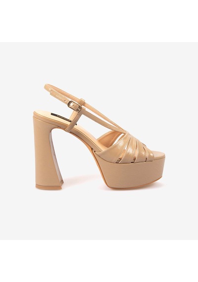 Kemal Tanca Kadın Neolit Taban Bantlı 13cm Platform Topuklu Ayakkabı 1166 Nude