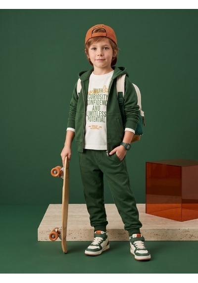 Zekids Erkek Çocuk Yazı Baskılı Uzun Kollu T-shirt-17451 Ekru