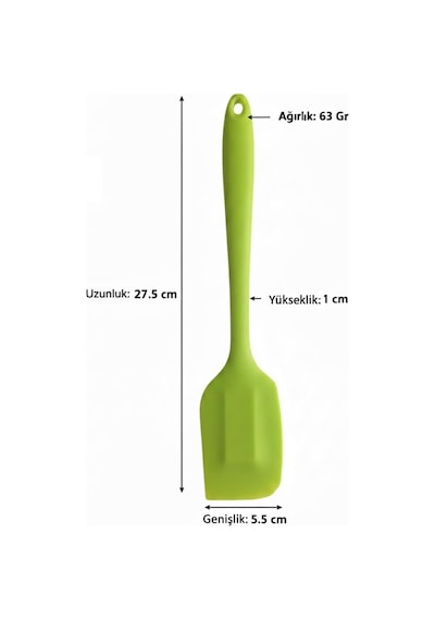 Silikon Spatula Ve Sıyırıcı, Tek Parça Tasarım 2, Yeşil Diğer