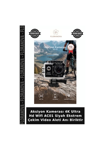 Aksiyon Kamerası 4k Ultra Hd Wifi Ac01 Siyah Ekstrem Çekim Video Aleti Anı Biriktir