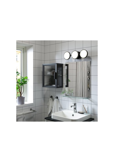 Banyo Duvar Dolabı, Antrasit-sazlı Cam, 36x18x44 Cm