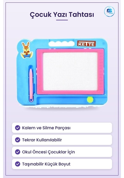 Küçük Yazı Tahtası Yaz Sil Çocuk Çizim Panosu Kalemli Taşınabilir Çok Renkli