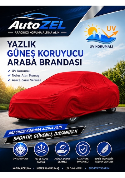 Volkswagen Caddy Uyumlu Yazlık Araba Brandası Oto Branda,araba Çadırı, Araba Örtüsü Kırmızı