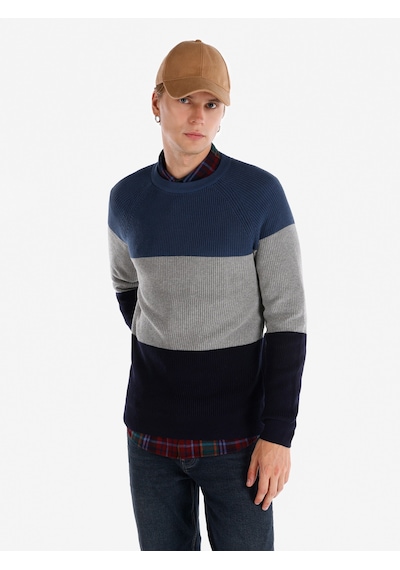 Colin's Colins Regular Fit Bisiklet Yaka Çizgili Lacivert Erkek Kazak Cl1066283 Lacivert