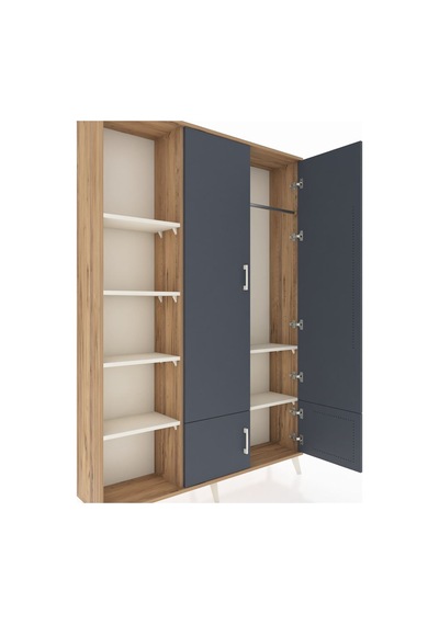 Arges Dolap 6 Raflı 4 Kapaklı Tek Askılı 132x30x195 Çam-antra... Çam Arges Dolap 6 Raflı 4 Kapaklı Tek Askılı 132x30x195 Çam-antra... Çam