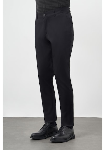 İmza Siyah Düz Armürlü Pamuklu Yan Cep Comfort Fit Casual Pantolon 1003245164 Siyah