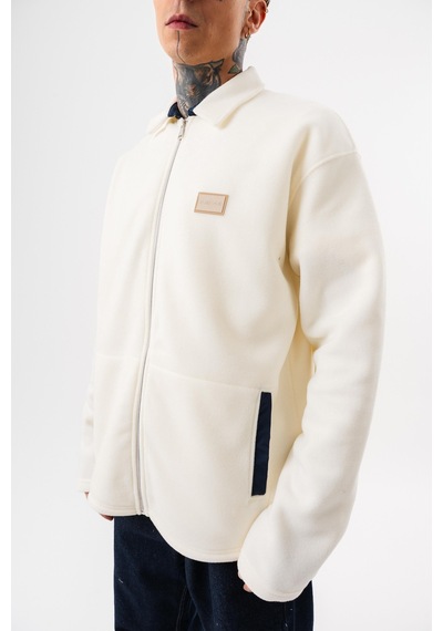 Respire Erkek Zip Oversize Polar Ceket Ekru