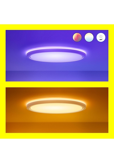 Wiz Superslim 22w Beyaz Sıva Üstü Rgb Akıllı Led Yuvarlak Panel Tavan Armatürü 42 Cm Çapında 2600 Lumen Renkli