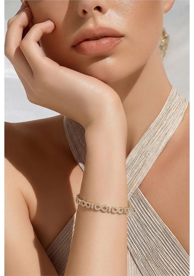 Xuping Jewelry Zirkon Taşlı Sonsuzluk Bileklik Altın Altın